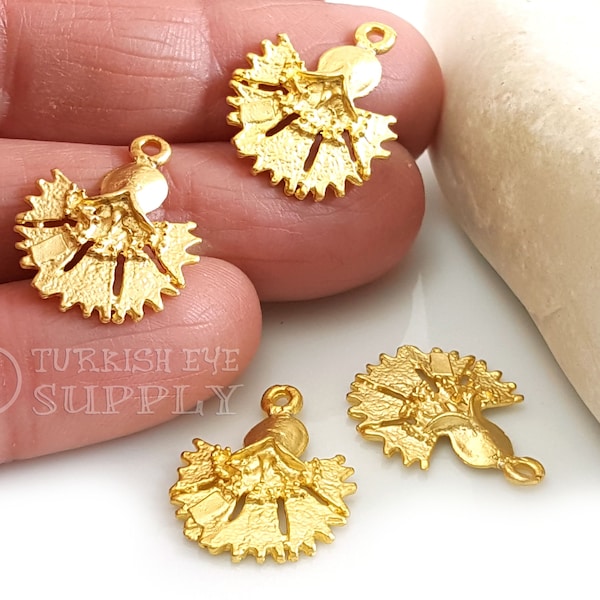 Oeillets dorés, pendentifs mini fleurs, boucles d'oreilles en or, plaqué or 22 carats, accessoires de bijoux fleurs en or, 2 pièces