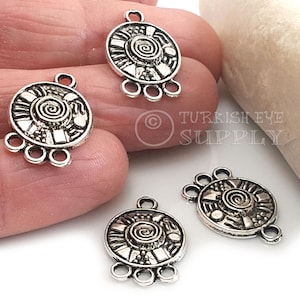 Silver Chandelier Earring Findings, Silver Plated Multi Strand Connectors, Multiple Loop Connector, Tribal Earring Connector, 6pc