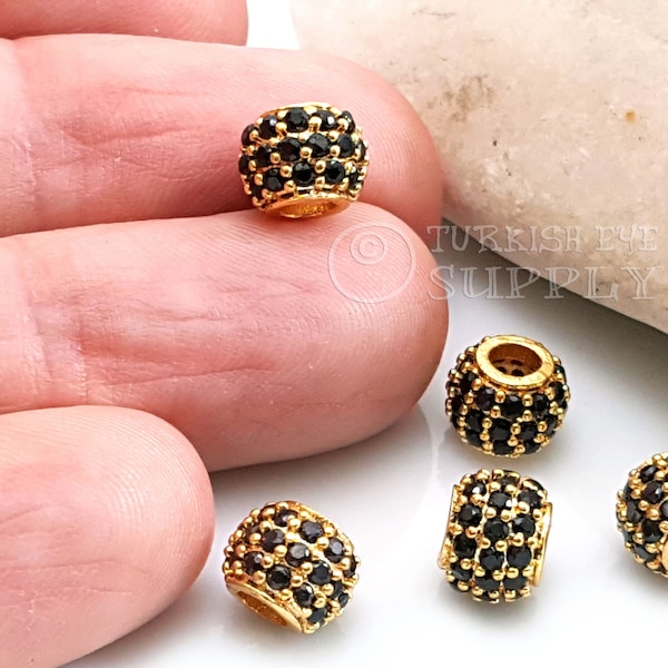 Pave Ball Beads, Gold Pave Beads, Shamballa Pave Beads, Pave Spacer Beads, CZ Bead Findings, Micro Pave Jewelry Bead Findings