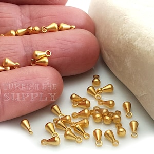 Mini Teardrop Charms, Tiny Drop Gold Charms, Gold Teardrop Charms, 22k Gold Plated, Tiny Teardrop Charm, Gold Jewelry Findings, 20Pc