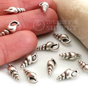 Silber Muschel Charms, Mini Muschel Charms, Nautische Charms, Sommer Schmuck, Silber Strand Charms, Mini Muschel Charms, 15Pc