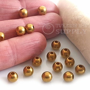 6mm Brass Ball Beads, Raw Brass Spacer Ball Beads, Round Brass Beads, Raw Brass Findings, 30pc