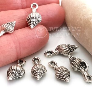 Muschel Charms, Muschel Charms, Sommer Strand Schmuck, Muschel Charms, versilbert Muschel Charms, 5tlg