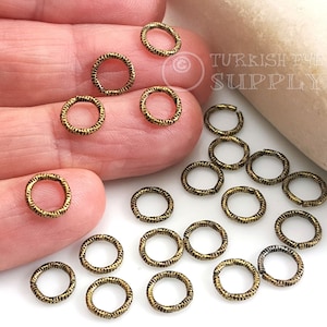 8mm Bronze Jump Rings, Open Jump Rings, Bronze Jump Rings, Round Hoop Connectors, Bronze Plated Jewelry Components, Jewelry Supplies, 30 pc