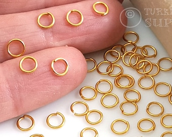 Gold Jump Rings, 5mm Jump Rings,  22k Gold Plated Jump Rings, Split Jump Rings, Open Jump Ring Connectors, Jewelry Findings, 75 pc