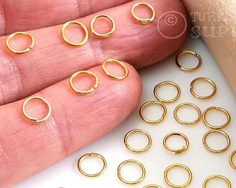 Gold Jump Rings, 6mm Jump Rings, 22k Gold Plated Jump Rings, Split Jump Rings, Open Jump Ring Connectors, Jewelry Findings, 75 pc