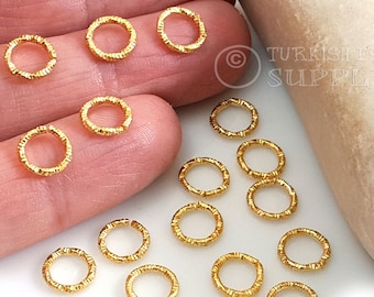 8mm Gold Jump Rings, Open Jump Rings, Gold Jump Rings, Round Hoop Connectors, Gold Jewelry Findings, Jewelry Supplies, 30 pc