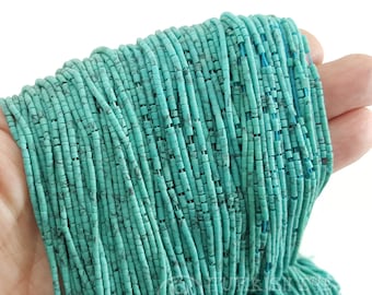 Afghan Beads, Turquoise Matrix Beads, Turquoise Seed Beads, Heishi Strands, Howlite Beads, Semiprecious Gemstone Beads, Loose Beads 2mm
