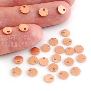 6mm Copper Stamping Disc Blanks, Tiny Copper Disc Charms, Raw Copper Stamping Tags, Copper Coin Earring Findings, 50pc