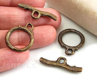 Bronze Toggle Clasp, Toggle Clasp Closure, Bronze Clasp Findings, T Bar Clasp, Necklace Clasp, Bronze Jewelry, Bracelet Clasp, 2 Sets
