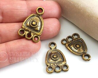 Pendentifs de boucles d'oreilles lustre en bronze, Connecteurs tribaux, Connecteurs multi-boucles plaqués bronze, Apprêts de boucles d'oreilles en bronze, Composants de boucles d'oreilles, 2 pièces