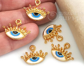 Amuletos de ojo malvado dorados, colgante de ojo malvado, accesorios para pendientes de ojo malvado, joyas de talismán, accesorios de ojo malvado, 1 pieza