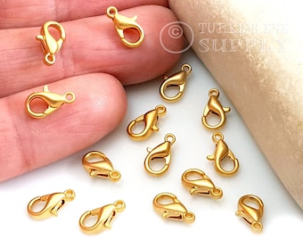 Gold Parrot Clasp, Gold Lobster Clasp, 6x10mm, 22k Gold Plated, Gold Lobster Clasp Findings, Gold Jewelry Clasp