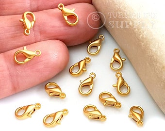 Chiusura a pappagallo in oro, chiusura a moschettone in oro, 10 x 6 mm, placcata in oro 22k, componenti per chiusura a moschettone in oro, chiusura per gioielli in oro