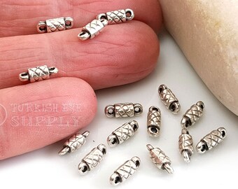 Tiny Silver Link Connector Findings, Silver Bar Connector, Mini Tube Bead Connector, Silver Jewelry Supplies, Silver Components, 25Pc