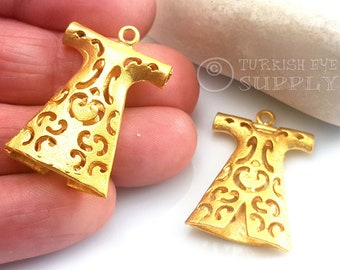 Ciondolo Caftano in oro, pendente Caftano in oro, gioielli turchi ottomani, pendente con veste del sultano, placcato oro 22k