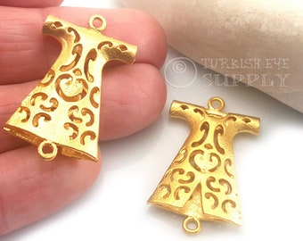 Ciondolo caftano d'oro, risultati di gioielli ottomani turchi, connettore caftano, ciondolo veste del sultano, 1 pezzo