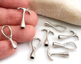 Silver Toggle Clasp, Necklace Hook Clasps, Silver Plated, Hook Clasp, Cord Ends, Bracelet Clasps, Turkish Jewelry, Clasp Findings, 5 sets