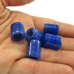 Blue Glass Beads, Glass Tube Beads, Tube Spacer Beads, Artisan Handmade Glass Beads, Traditional Turkish Glass Beads, 5Pc