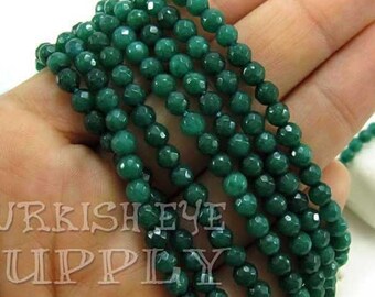Green Shades Gemstone Beads, 4mm Round Faceted Beads, Jade Bead Strands, Full 15 inch Strand, Jewelry Beads, Gemstone Findings, Loose Beads