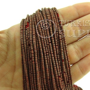 Afghanische Perlen, Braune Rocailles, Heishi Strands, Howlith Perlen, Halbedelstein Perlen, Einzelperlen 2 mm