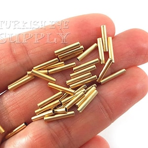 Mini Gold Tube Beads, 22k Gold Plated Spacer Beads, Gold Tube Spacer, Plain Tube Beads, Jewelry Components, Gold Spacer Findings, 20Pc