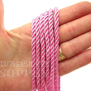 Silk Braid Cord, Pink Cord, Twisted Silk Rope, 3.5mm Cord, 1 Meter, Rayon Satin Cord, Necklace Cord, Bracelet Cord, Jewelry Supplies