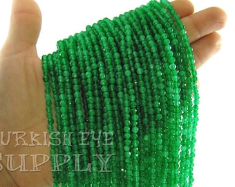 Green Gemstone Beads, 4mm Round Faceted Beads, Jade Bead Strands, Full 15 inch Strand, Jewelry Beads, Gemstone Findings, Loose Beads
