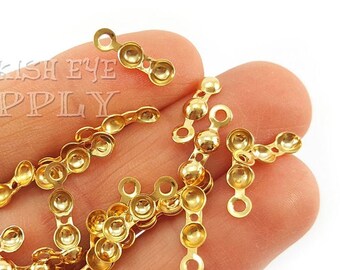 Gold Plated Fold Over Ball Chain Clasps, Ball Chain Clasps, Cord End Crimps, Gold Jewelry Components, Jewelry Findings