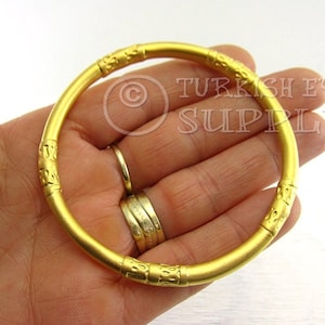Large Gold Hoop Pendant, Tribal Hoop Pendant, Large Circle Pendant, Gold Bangle Bracelet, Large Gold Ring Pendant, 22k Gold Plated Hoop, 1pc