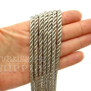 Silk Braid Cord, Beige Cord, Twisted Silk Rope, 3.5mm Cord, 1 Meter, Rayon Satin Cord, Necklace Cord, Bracelet Cord, Jewelry Supplies