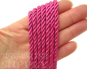 Silk Braid Cord, Mexican Pink Cord, Twisted Silk Rope, 3.5mm Cord, 1 Meter, Rayon Satin Cord, Necklace Cord, Bracelet Cord, Jewelry Supplies