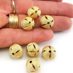 Large Ball Spacer Beads, Textured Gold Beads, Gold Spacer Beads, 22k Gold Plated, Bracelet Beads, Spacer Findings, Gold Jewelry, 2 pc