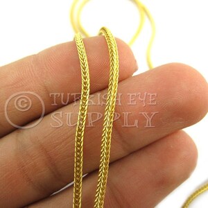 Gold Snake Chain, 2mm Snake Chain, 1 Meter - 3.3 Feet, 22k Gold Plated, Necklace Chain, Gold Jewelry, Jewelry Findings, Bracelet Chain