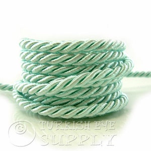 Silk Braid Cord, Mint Green Cord, Twisted Silk Rope, 7mm Cord, 1 Meter, Rayon Satin Cord, Necklace, Bracelet Cord, Jewelry Supplies