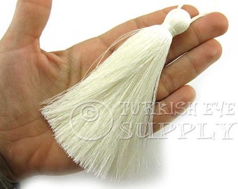 Extra Large Thick Light Cream Thread Tassel, Hand Made Tassel, Silk Thread Tassel, Home Deco, Mala Tassel, 1 pc