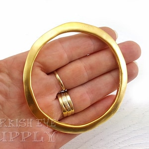 Large Round Rustic Hoop Pendant, Large Loop Pendant, Circle Pendant, Gold Hoop, Hoop Connector, Necklace Pendant, Jewelry Component, 1 pc