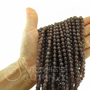 Agate Brown Round Jade Beads, 6mm Gemstone Bead Strands, Full Strand Jewelry Beads
