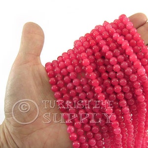 Tourmaline Pink Jade Beads, 6mm Round Gemstone Bead Strands, Jewelry Beads, Gemstone Findings