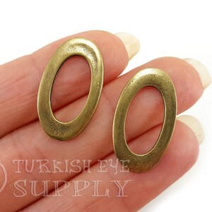 Bronze Oval Hoop Charm, Oval Hoop Link, Bronze Hoop Connector, Large Hoop Pendant, Hoop Findings, Loop Link, Jewelry Component, 5 Pc