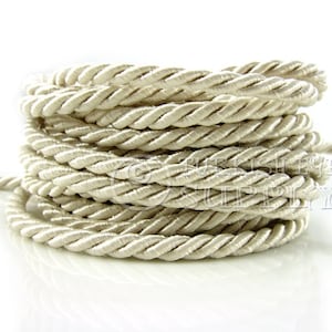 Silk Braid Cord, Cream Cord, Twisted Silk Rope, 5mm Cord, 1 Meter Rayon Satin Cord, Necklace Cord, Bracelet Cord, Jewelry Supplies