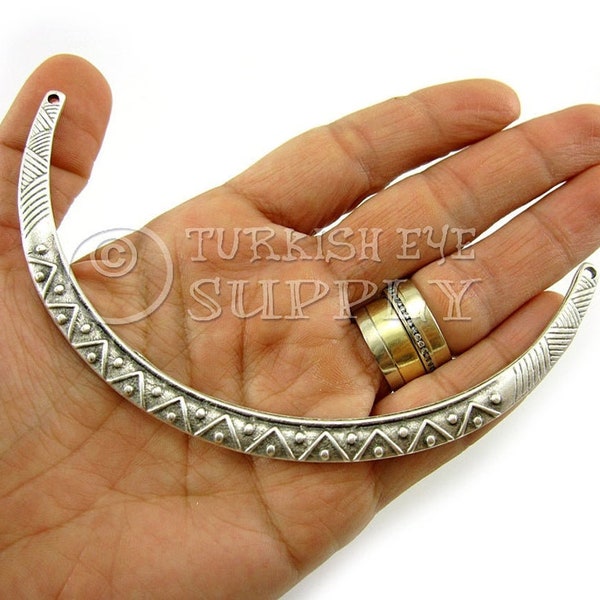 Large Silver Collar, Crescent Collar Pendant, Necklace Bar, Necklace Blank, Metal Collar Blank, Tribal Collar, Silver Jewellery Findings