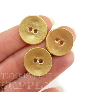 Gold Button Charms, Button Closure Clasps, Large Button, Round Button, Metal Button Findings, Gold Jewelry Supplies, Button Bracelet, 4Pc