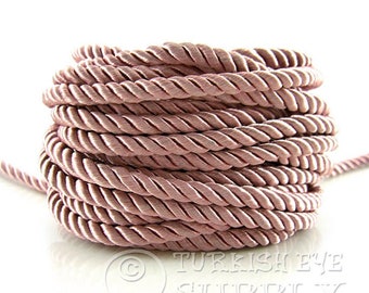 LEREATI Cordoncino intrecciato giallo dorato, 5 mmx25 m, corda in poliestere a 3 veli, morbido filo di raso, decorativo intrecciato macramè, per fai da te, per regali, decorazioni per la casa