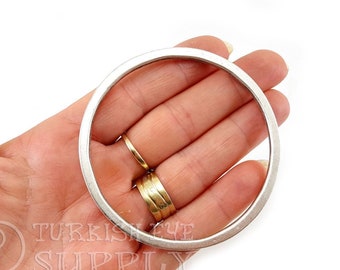 Silver Hoop Pendant, Large Hoop Pendant, Large Circle Loop Pendant, Silver Hoop Charm, Silver Hoop Connector, Jewelry Component, 1 pc