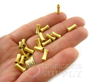 Mini cuentas de tubo, cuentas espaciadoras chapadas en oro de 22 k, mini cuentas de oro, espaciadores de tubo de oro, cuentas de oro, cuentas espaciadoras para pulseras, cuentas para collares, 10 piezas
