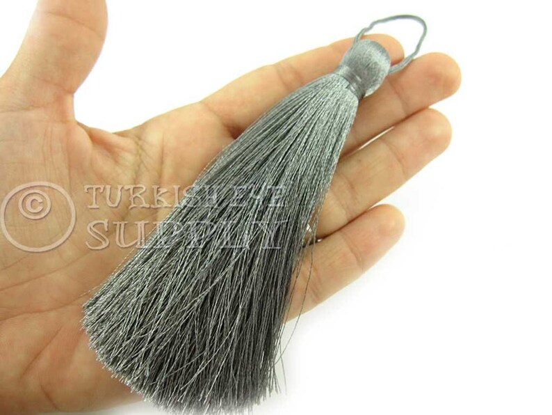 1 pc Home Deco Hand Made Tassel Silk Thread Tassel CC675 Extra Large Thick Gray Thread Tassel Mala Tassel