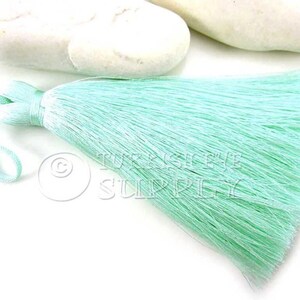 Extra Large Thick Mint Cream Thread Tassel, Hand Made Tassel, Silk Thread Tassel, Home Deco, Mala Tassel, 1 pc, CC442