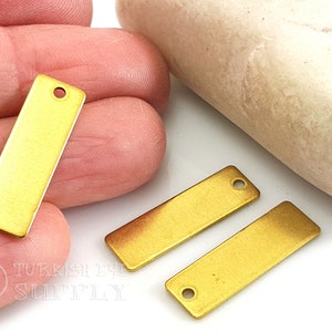 Brass Rectangle Charms, Raw Brass Stamping Blanks, 8x25mm, Bar Charms, Rectangle Stamping Tag, Brass Stamping Tag, Raw Brass Findings, 24Pc