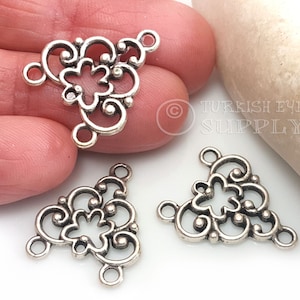 Silver Multiple Loop Connectors, Silver Chandelier Earring Connectors, Multi Strand Charm, Silver Earring Charms, Silver Jewelry, 4 Pc